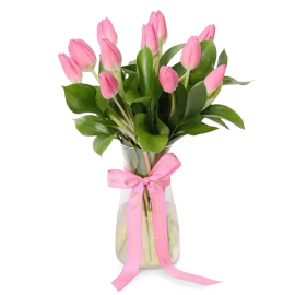Romantic Pink Tulip Vase