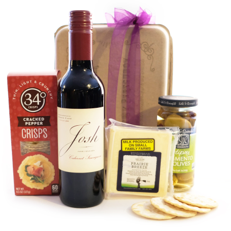 Geschenkkorb für Gourmets und Rotwein