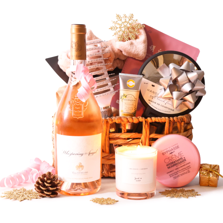 Geschenkset mit Roséwein und Spa-Luxus