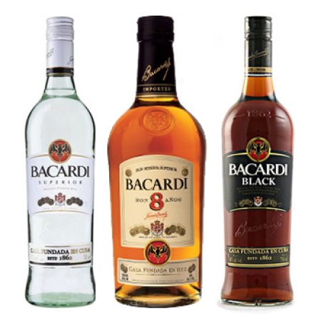 Glänzendes Bacardi Trio