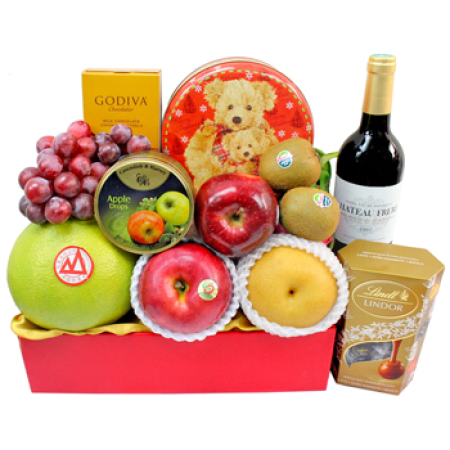 Wein und Obst-Geschenk-Set