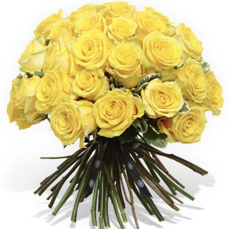 Der goldene Rosenstrauß aus gelben Sonnenaufgangsrosen