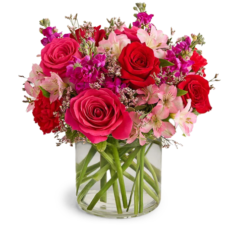 Crimson Fuchsia Rose Bouquet